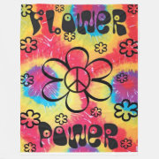 bright and colorful hippie hippy groovy 60s style FLOWER POWER TIE DYED Fleece Blanket