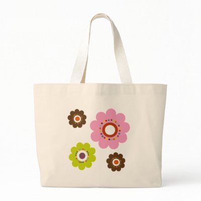 Flower Power Tote or Cloth Grocery Bag by Carennedy