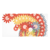 Flower Power Vintage Customized Photo Card