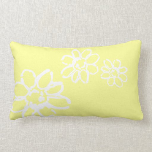 Flower prints on yellow lumbar pillow Zazzle