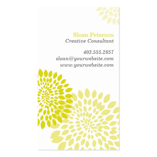 Flower Puff Green Business Card (front side)