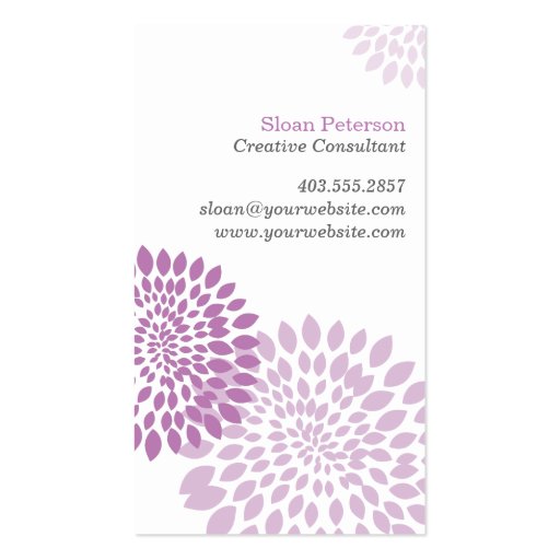 Flower Puff Purple Business Card (front side)