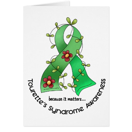 Flower Ribbon 1 Tourette's Syndrome Cards