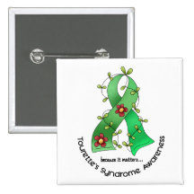 Flower Ribbon 1 Tourette's Syndrome Pins