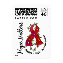 Flower Ribbon 4 Hope Matters AIDS Postage Stamps