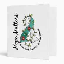 Flower Ribbon 4 Hope Matters Cervical Cancer Vinyl Binder