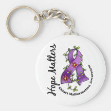 Flower Ribbon 4 Hope Matters Chiari Malformation Keychain