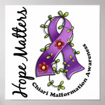 Flower Ribbon 4 Hope Matters Chiari Malformation Poster