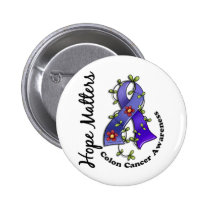 Flower Ribbon 4 Hope Matters Colon Cancer buttons
