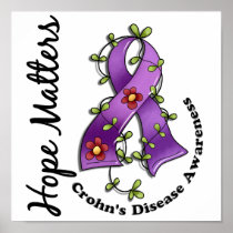 Flower Ribbon 4 Hope Matters Crohn's Disease Print