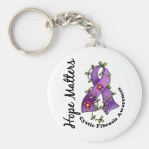 Flower Ribbon 4 Hope Matters Cystic Fibrosis Key Chain
