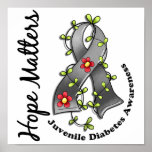 Flower Ribbon 4 Hope Matters Juvenile Diabetes Print