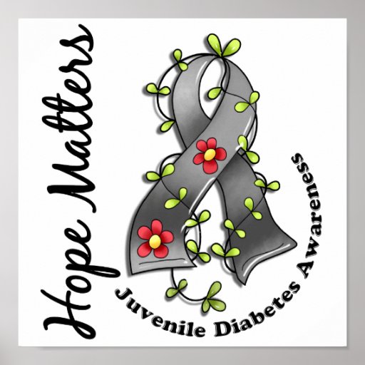 Flower Ribbon 4 Hope Matters Juvenile Diabetes Print