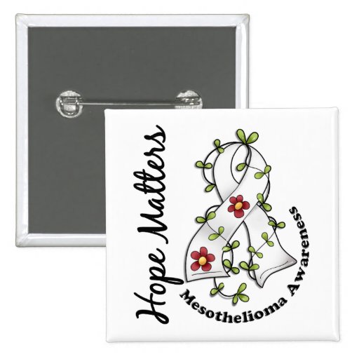 Flower Ribbon 4 Hope Matters Mesothelioma Pins