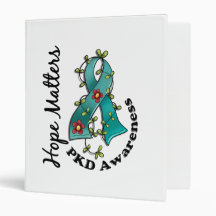 Flower Ribbon 4 Hope Matters PKD 3 Ring Binder