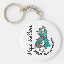 Flower Ribbon 4 Hope Matters PKD Key Chains
