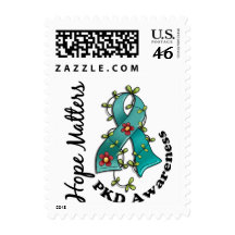 Flower Ribbon 4 Hope Matters PKD Postage Stamps