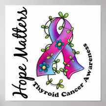 Flower Ribbon 4 Hope Matters Thyroid Cancer Posters