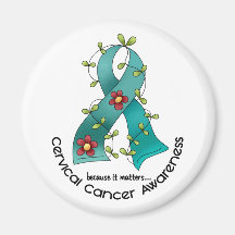 Flower Ribbon CERVICAL CANCER AWARENESS T-Shirts Refrigerator Magnet