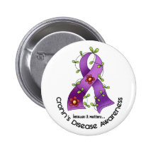 Flower Ribbon CROHN’S DISEASE AWARENESS T-Shirts Pin