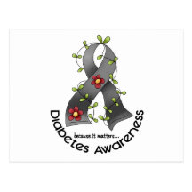 Flower Ribbon DIABETES AWARENESS T-Shirts & Gifts Post Cards