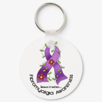 Flower Ribbon FIBROMYALGIA AWARENESS T-Shirts keychains by awarenessgifts Flower Ribbon FIBROMYALGIA AWARENESS T-Shirts keychains