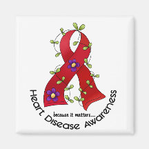 Flower Ribbon HEART DISEASE AWARENESS T-Shirts Magnets