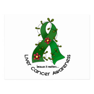 Flower Ribbon LIVER CANCER (EMERALD GREEN Ribbon) Postcard