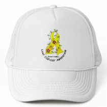 Flower Ribbon LIVER CANCER (YELLOW Ribbon) hats