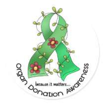 Flower Ribbon ORGAN DONATION AWARENESS Apparel Round Sticker