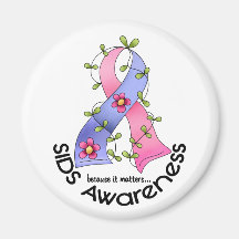 Flower Ribbon SIDS AWARENESS T-Shirts & Gifts Fridge Magnet
