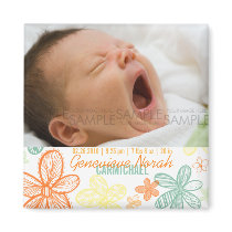 Flower Scribbles Multi • Baby Announcement magnets