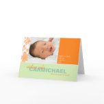 Flower Scribbles Orange/Green • Baby Announcement Greeting Cards