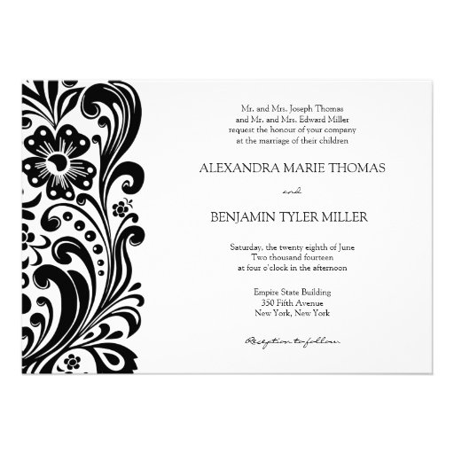 Flower Scroll Wedding Invitation