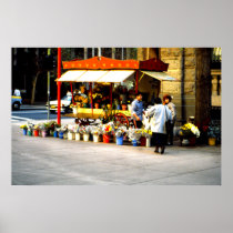 Flower seller, Santiago, Chile Print