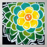 Flower Series: Aqua & Yellow Posters