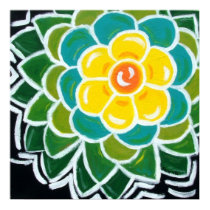 Flower Series: Aqua & Yellow posters