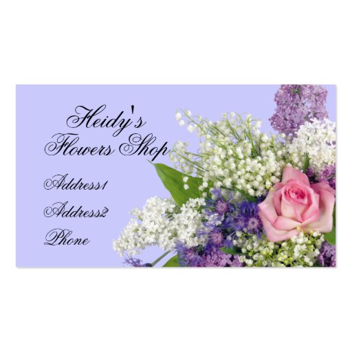 Flower Shop Rose and Lilacs Business Card (front side)