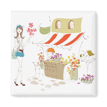 Flower Shopping Fridge Magnets