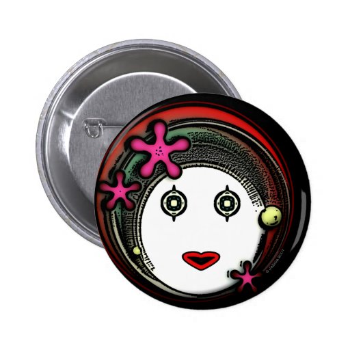Flower Space GIrl Button
