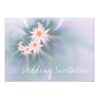 Flower spray fractal wedding 5x7 paper invitation card