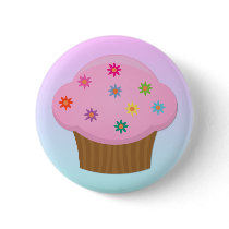 Flower Sprinkles Cupcake Button