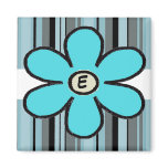 Flower Stripe Initial Magnet