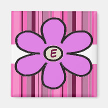 Flower Stripe Initial Magnet