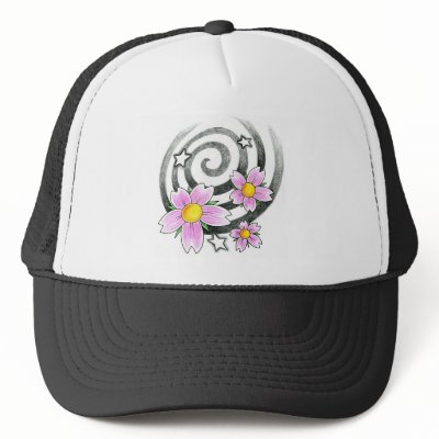 Flower Swirl cap Mesh Hats by jammysam1680 Flower Tattoo design based on 