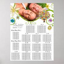 Flower Tree Seating Chart Alphabetical Poster