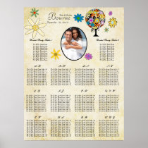 Flower Tree Seating Chart Alphabetical Posters