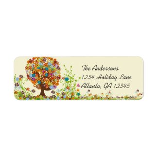 Flower Tree Swirl Return Address label