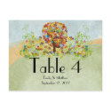 Flower Tree Wedding Number Card postcard