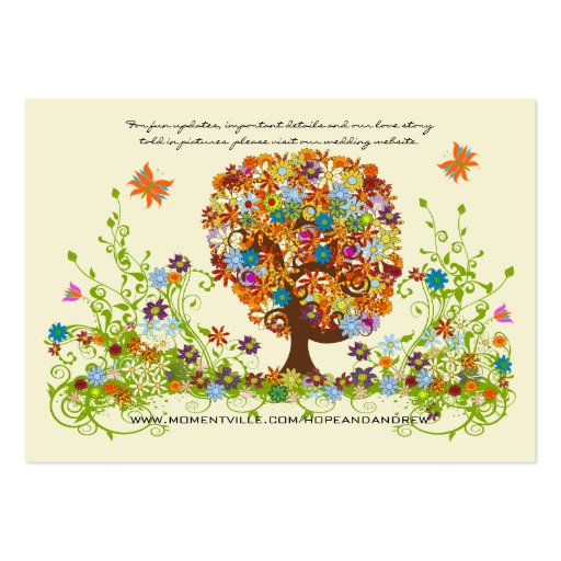 Flower Tree Wishing Well, Website & Gift Registry Business Card Templates (back side)